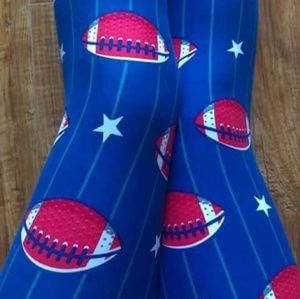 One Size Adult Red, White & Blue Football Leggings